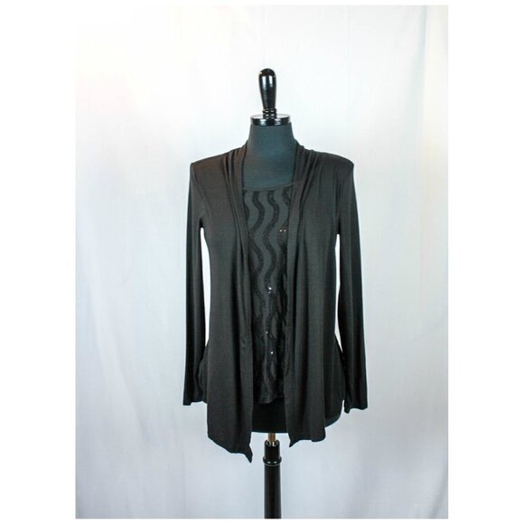 Charter Club Black Sequin Cardigan Top Siz… - Picture 1 of 5